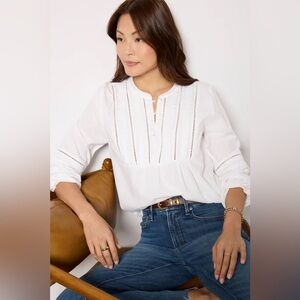 EVEREVE white Jacqueline Lace Inset Blouse size Small